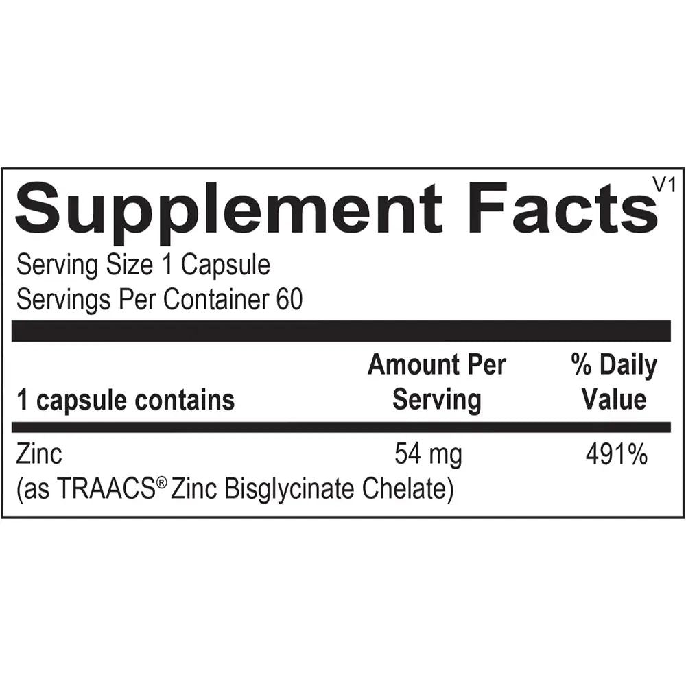 Ortho Molecular reacted Zinc, 60 Capsules