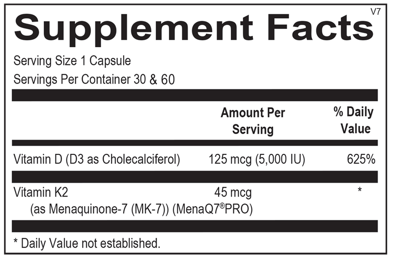 Ortho Molecular Products, Vitamin K2 with D3 60 caps