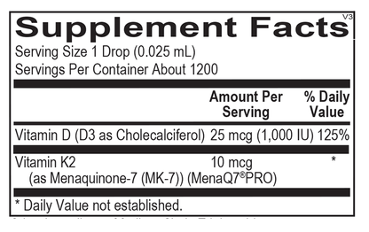 Ortho Molecular - Liquid Vitamin D3 with K2 - 1 OZ Liquid