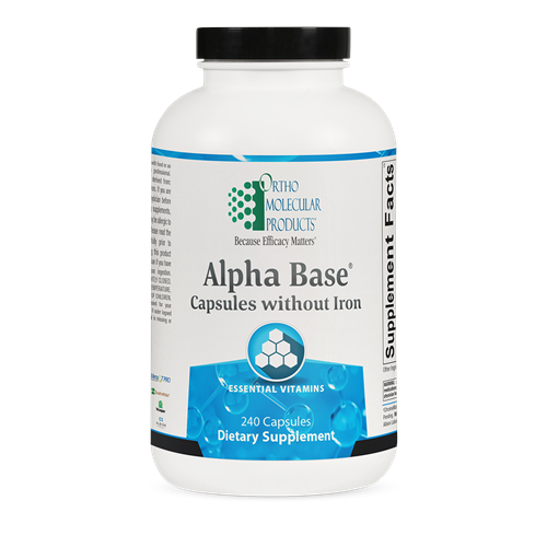 Ortho Molecular Products Alpha Base Caps Without Iron Capsules, 240 Count